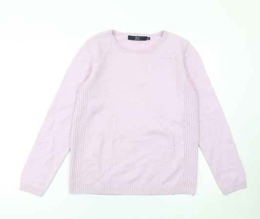 Isle Essentials Women Pink Merino Wool Blend Crew Neck Jumper Size S