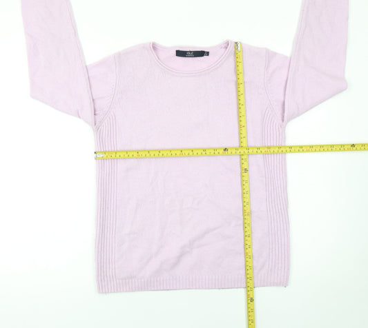 Isle Essentials Women Pink Merino Wool Blend Crew Neck Jumper Size S