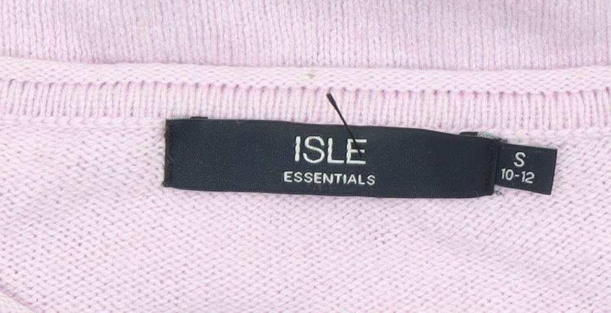 Isle Essentials Women Pink Merino Wool Blend Crew Neck Jumper Size S