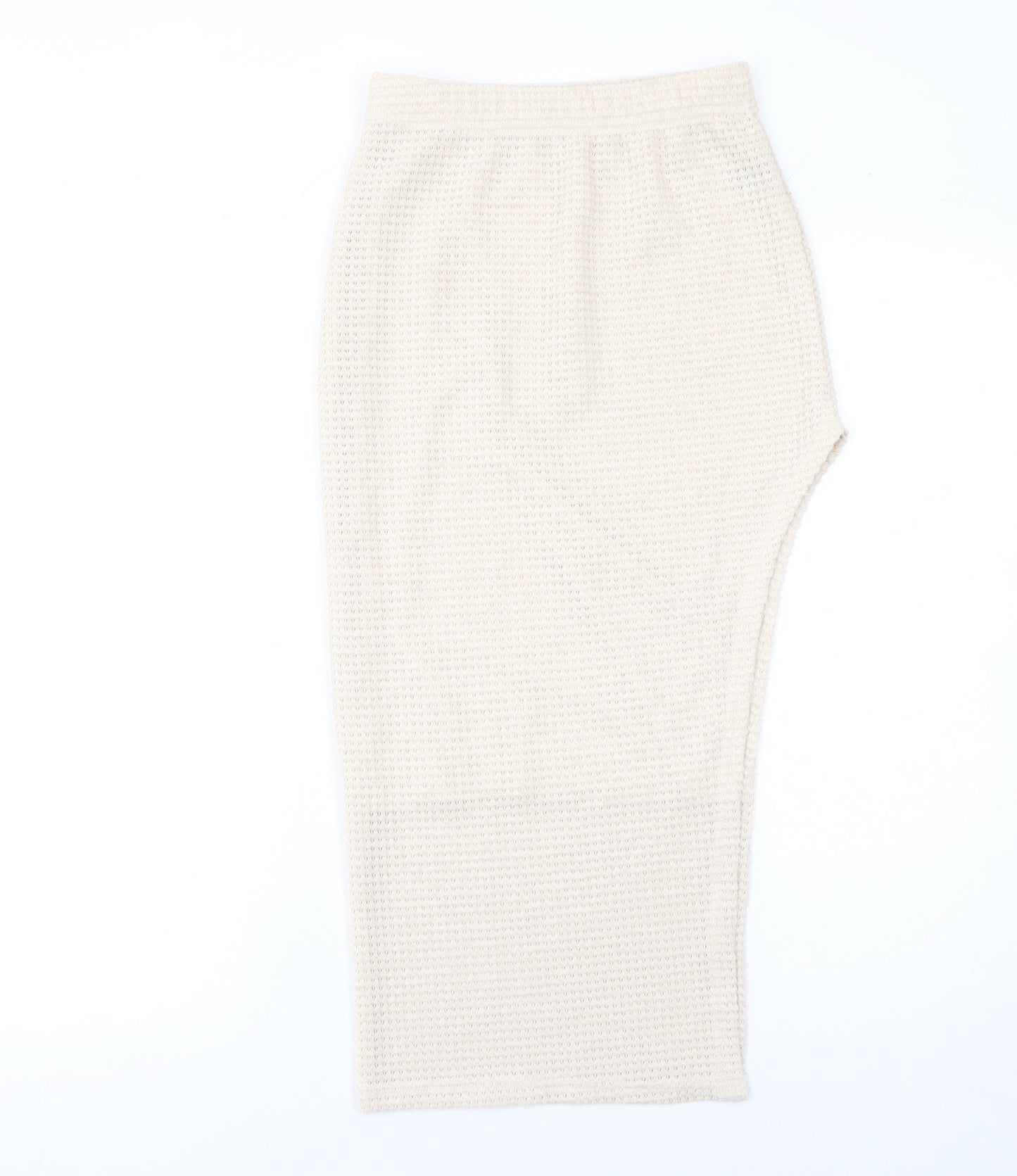 SHEIN Women’s Beige Midi Knit Pencil Skirt XS Lightweight Stretch