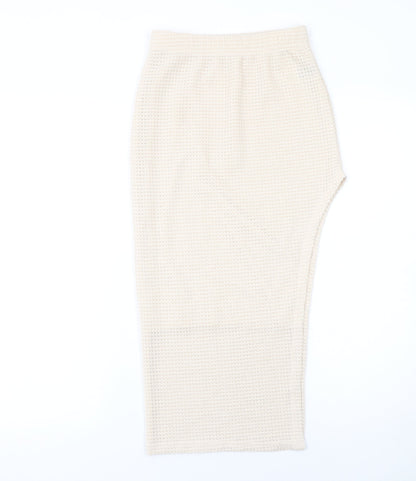 SHEIN Women’s Beige Midi Knit Pencil Skirt XS Lightweight Stretch