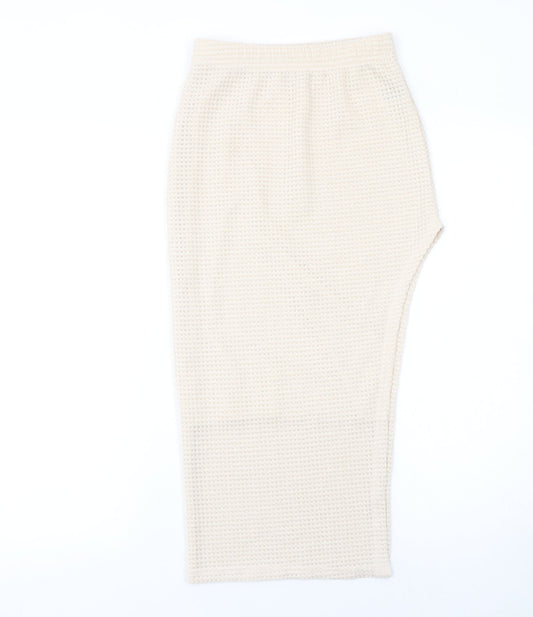 SHEIN Women’s Beige Midi Knit Pencil Skirt XS Lightweight Stretch