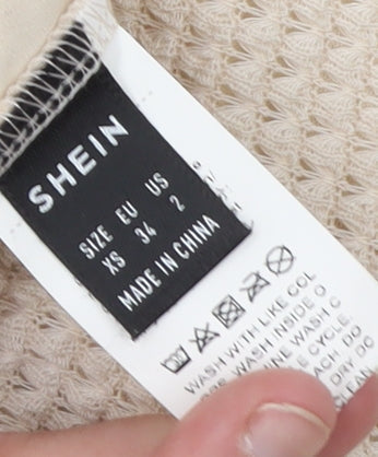 SHEIN Women’s Beige Midi Knit Pencil Skirt XS Lightweight Stretch