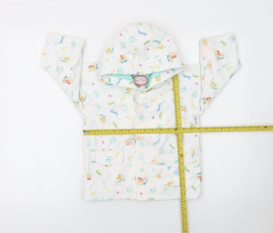 Powell Craft Girls White Mermaid Waterproof Hooded Rain Coat 2-3 Years