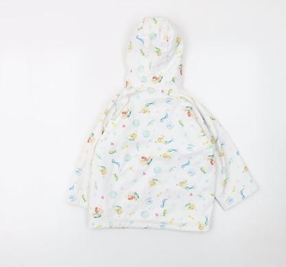 Powell Craft Girls White Mermaid Waterproof Hooded Rain Coat 2-3 Years