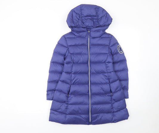 Real Goose Girls Blue Hooded Down Puffer Coat 6-7 Years Winter Jacket