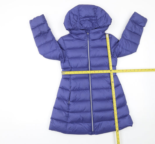 Real Goose Girls Blue Hooded Down Puffer Coat 6-7 Years Winter Jacket
