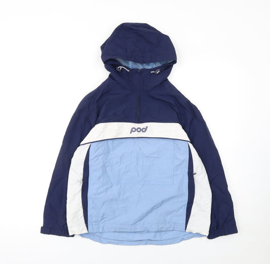 Pod Boys Blue Colourblock Hooded Nylon Anorak Jacket Size 12 Years