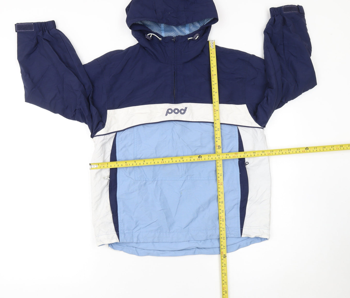 Pod Boys Blue Colourblock Hooded Nylon Anorak Jacket Size 12 Years