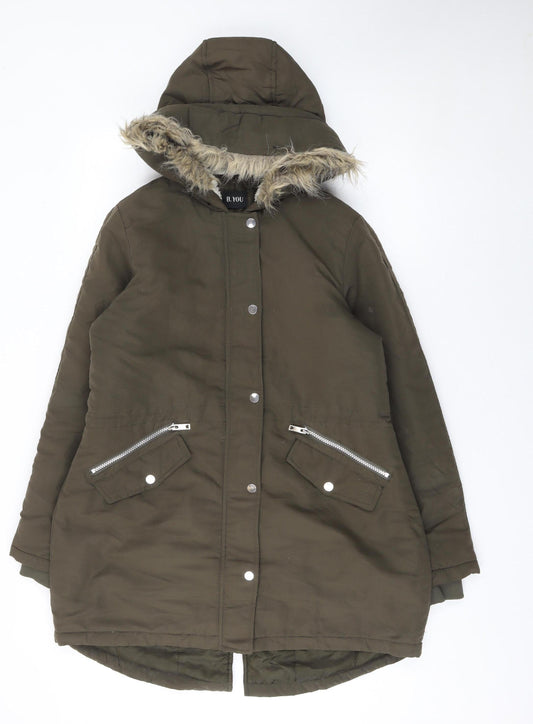 Womens UK Size 12 B.YOU Green Parka Coat