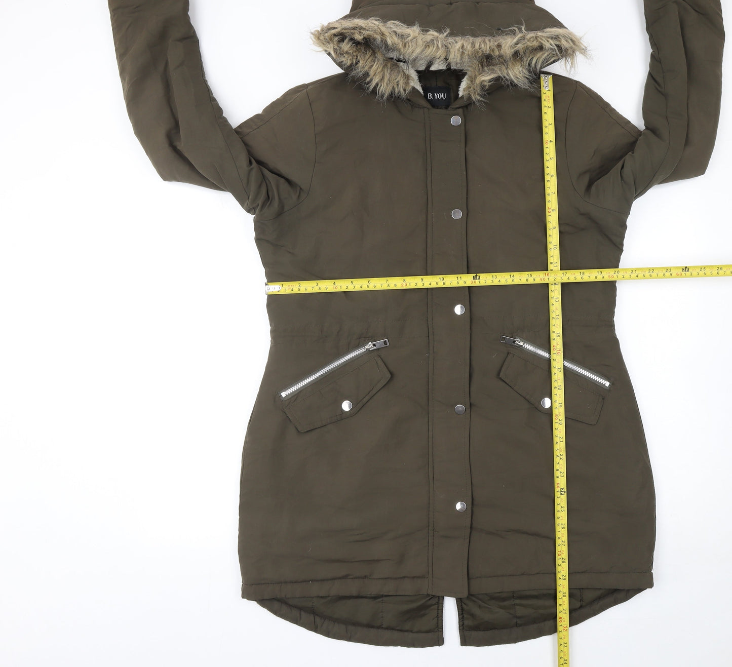 Womens UK Size 12 B.YOU Green Parka Coat