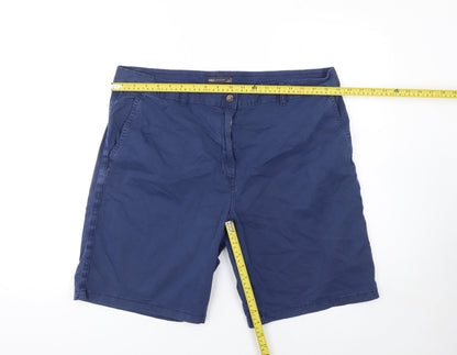 Marks and Spencer Women's Blue Chino Shorts Size 12 Casual Twill Cotton Blend