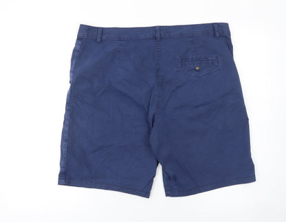 Marks and Spencer Women's Blue Chino Shorts Size 12 Casual Twill Cotton Blend