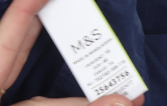 Marks and Spencer Women's Blue Chino Shorts Size 12 Casual Twill Cotton Blend