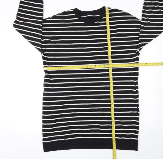 George Women’s Black Striped Cotton Long Sleeve T-Shirt Dress Size 18