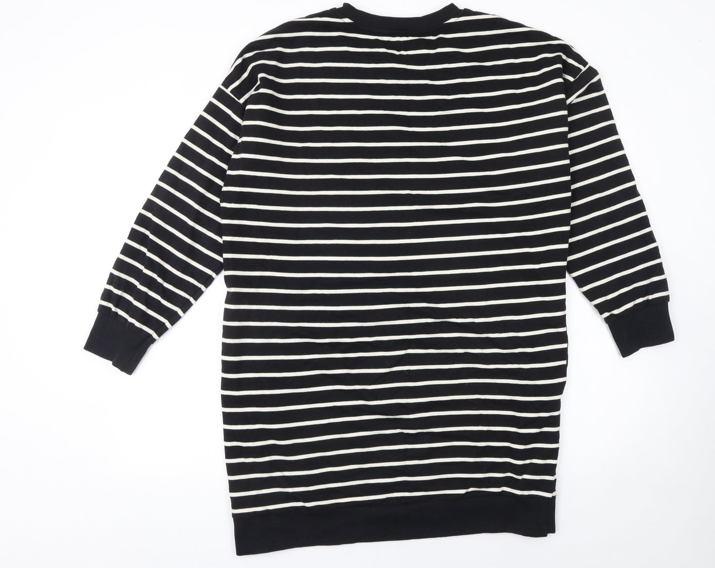 George Women’s Black Striped Cotton Long Sleeve T-Shirt Dress Size 18