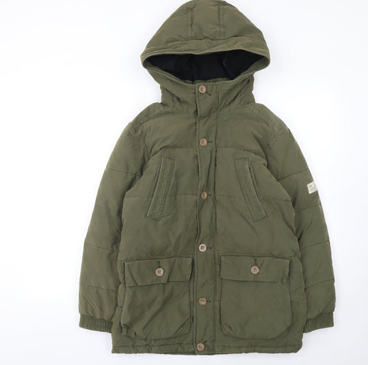 Gap Kids Boys Green Hooded Puffer Jacket 12-13 Years Winter Coat