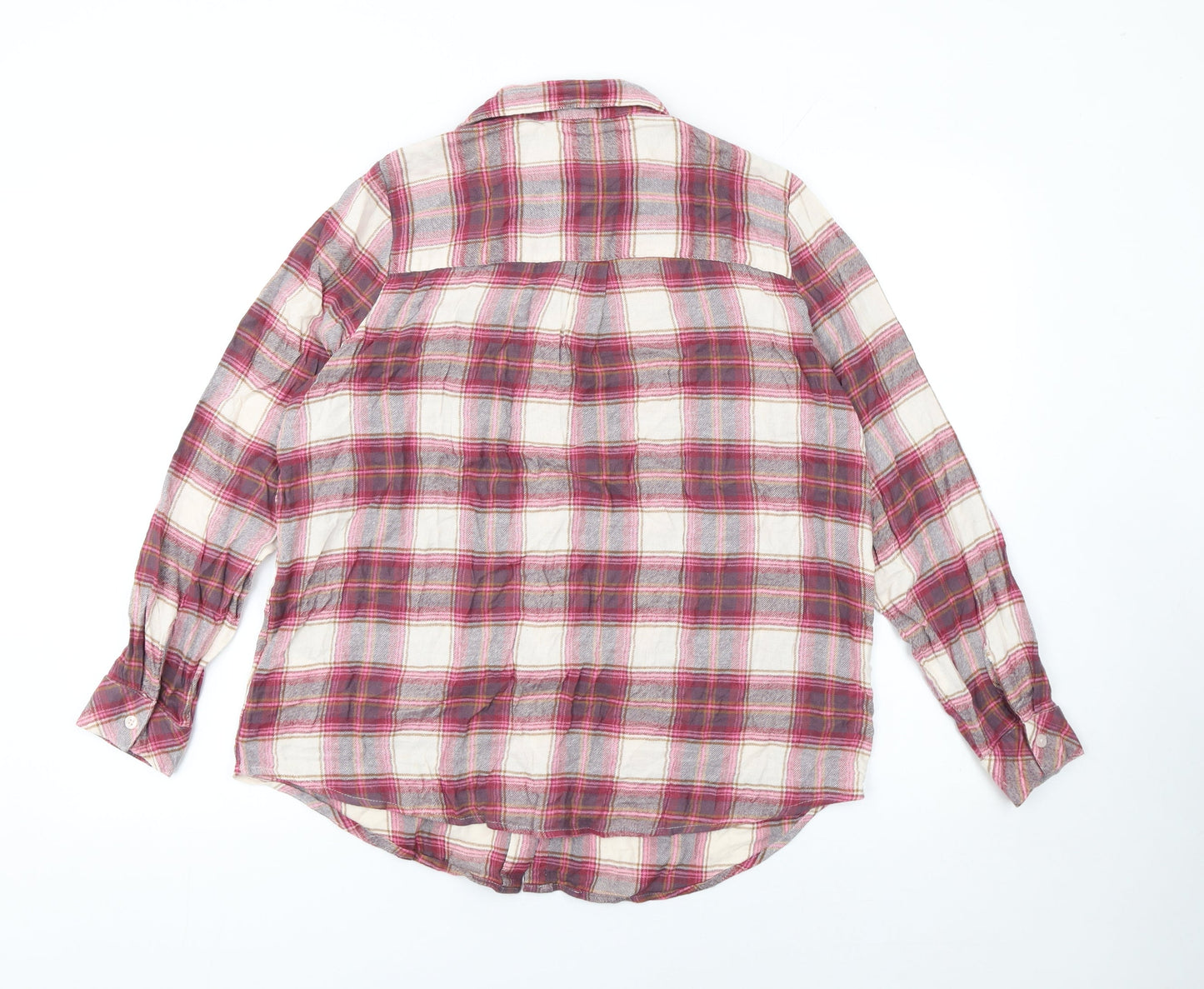 Peacocks Women Red Check Long Sleeve Button-Up Shirt Size 14