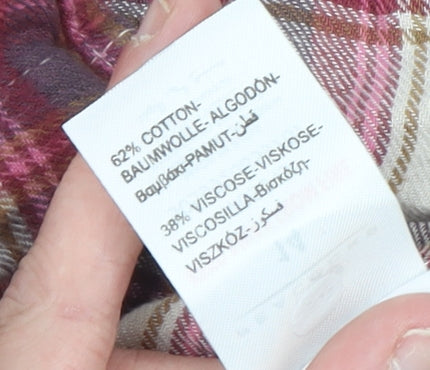 Peacocks Women Red Check Long Sleeve Button-Up Shirt Size 14