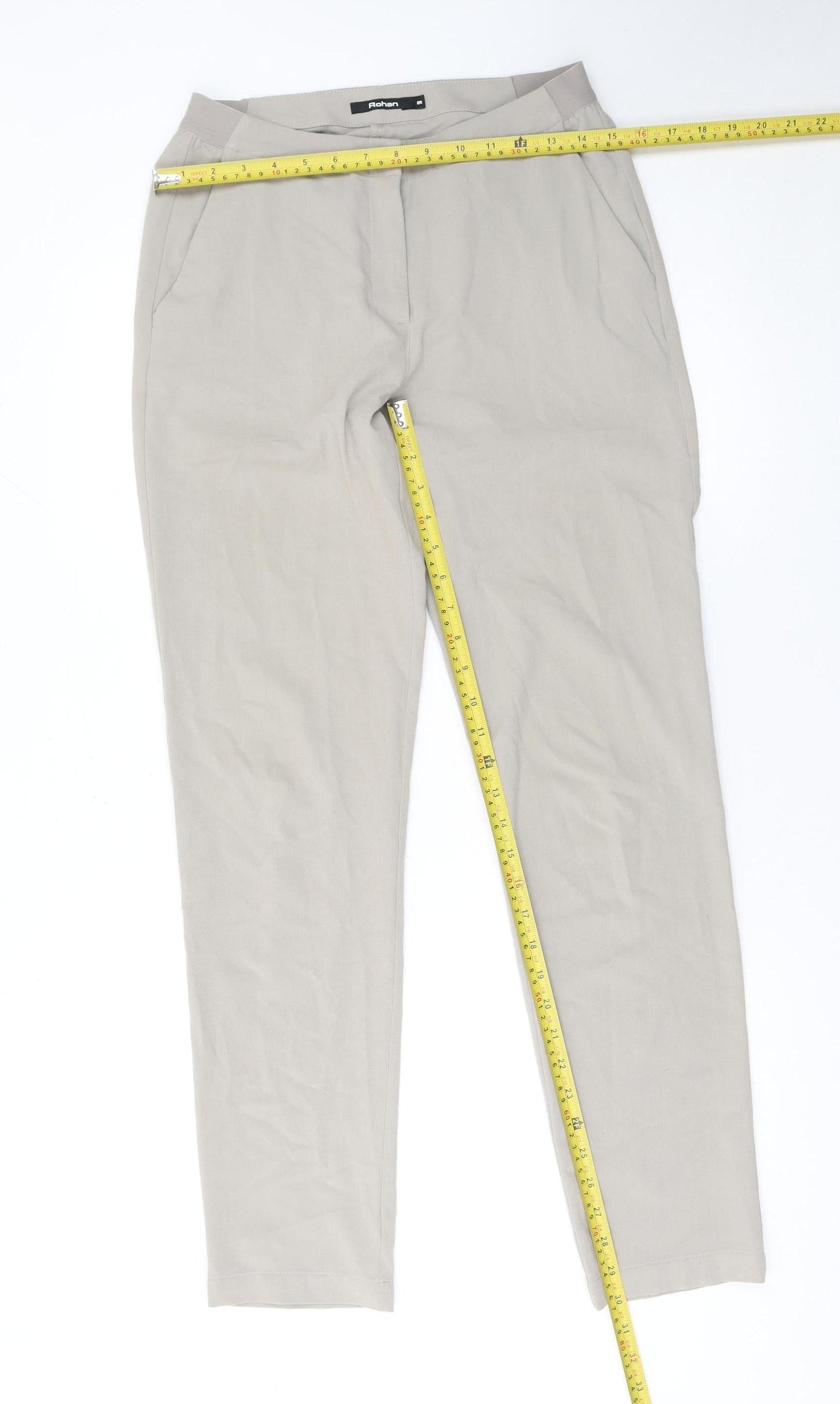 Rohan Womens Beige Chino Trousers Size 8 Regular Lightweight Travel Pants