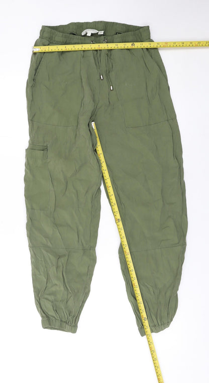 Ted Baker Women’s Green Cargo Trousers Size 10 Cupro Drawstring Joggers