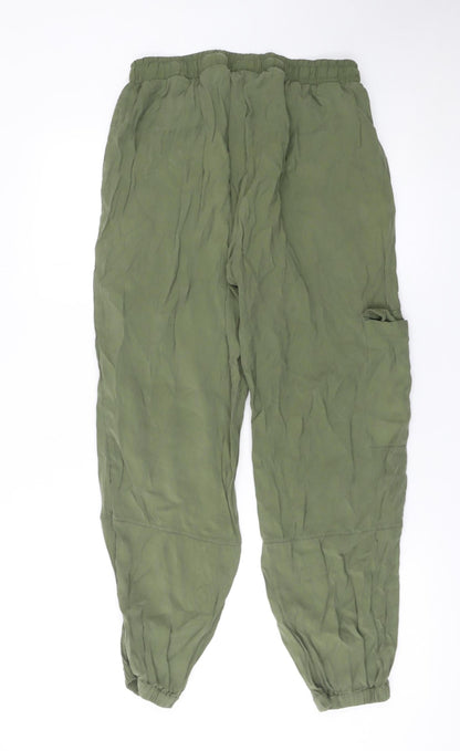 Ted Baker Women’s Green Cargo Trousers Size 10 Cupro Drawstring Joggers