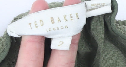 Ted Baker Women’s Green Cargo Trousers Size 10 Cupro Drawstring Joggers