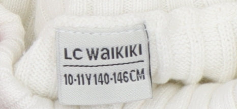 Girls UK Size 10-11 Years LC Waikiki Ivory Pullover Jumper
