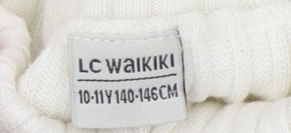 Girls UK Size 10-11 Years LC Waikiki Ivory Pullover Jumper