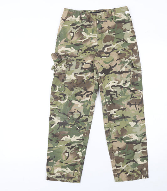 Kombat UK Boys Green Camouflage Cargo Trousers 9-10 Years Ripstop Outdoor Pants