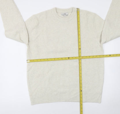 Marks and Spencer Men’s Ivory Waffle-Knit Wool Blend Jumper L