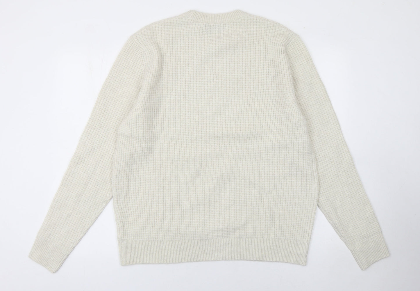 Marks and Spencer Men’s Ivory Waffle-Knit Wool Blend Jumper L