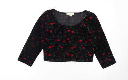 Womens UK Size M Staring at Stars Black Cropped Blouse