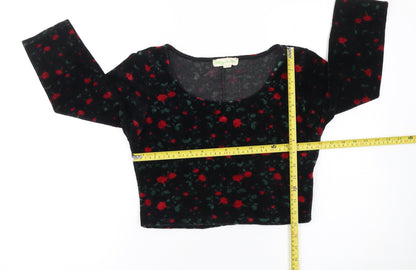 Womens UK Size M Staring at Stars Black Cropped Blouse