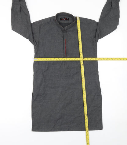Black Pearl Girls Grey Long Sleeve Cotton Blend Tunic Shirt Size 18