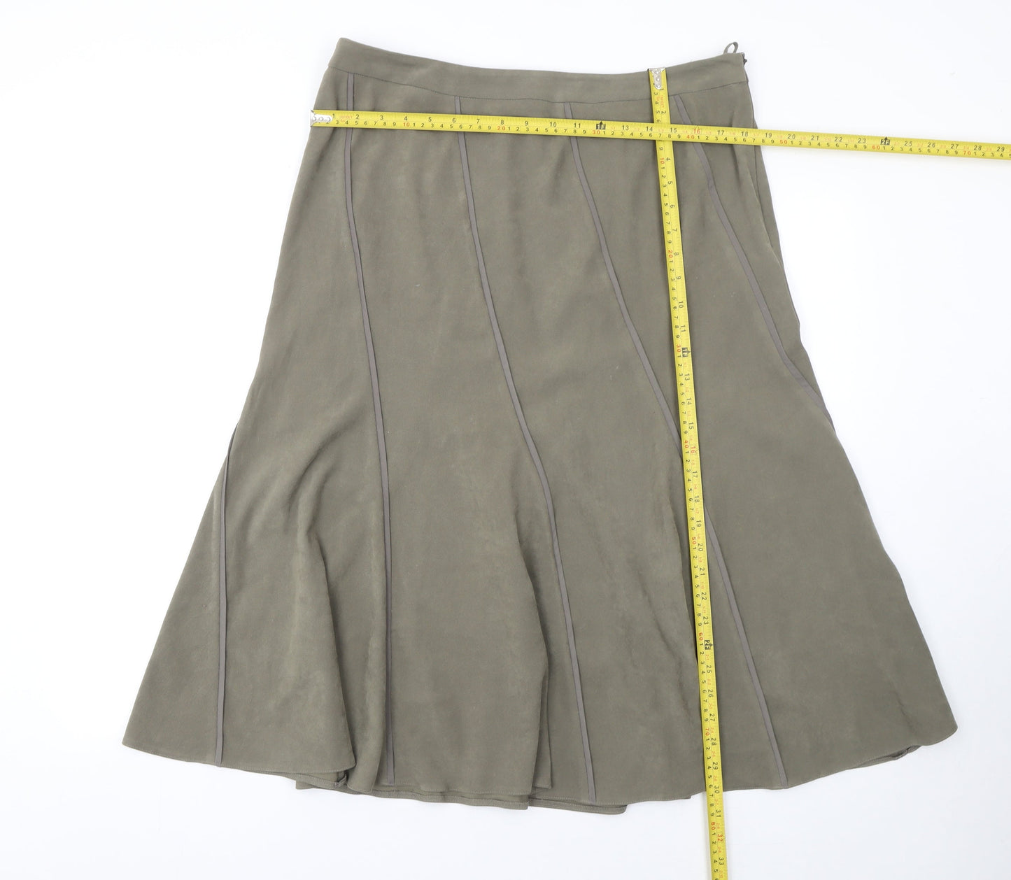 Bonmarché Women's Brown A-Line Midi Skirt Size 16 Stretch