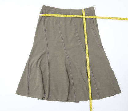 Bonmarché Women's Brown A-Line Midi Skirt Size 16 Stretch