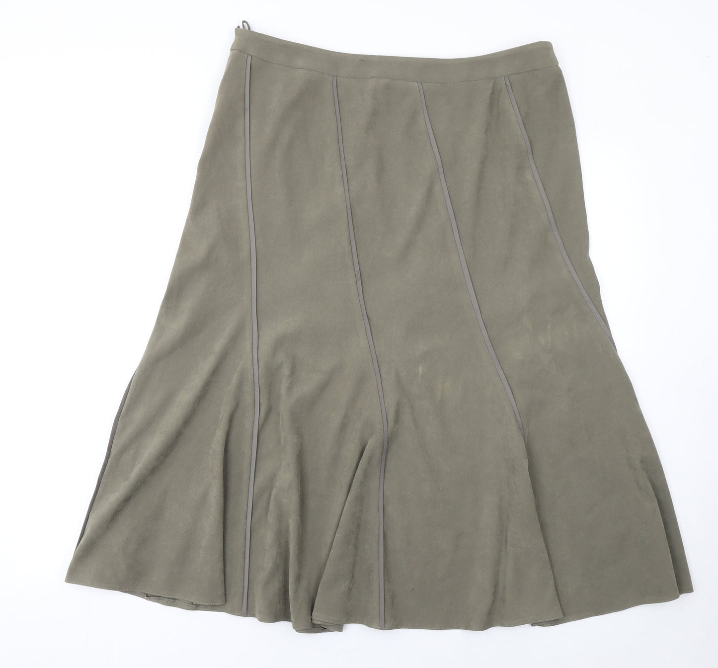 Bonmarché Women's Brown A-Line Midi Skirt Size 16 Stretch
