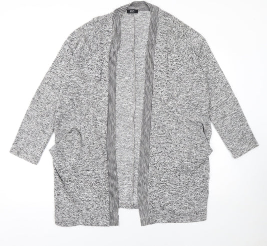 F&F Womens Grey Long Sleeve Open Knitted Cardigan Size 12