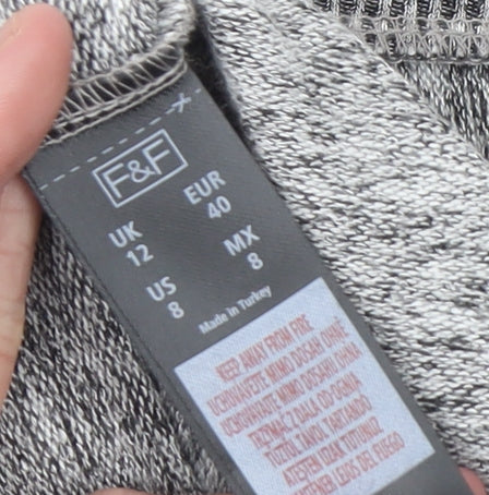 F&F Womens Grey Long Sleeve Open Knitted Cardigan Size 12