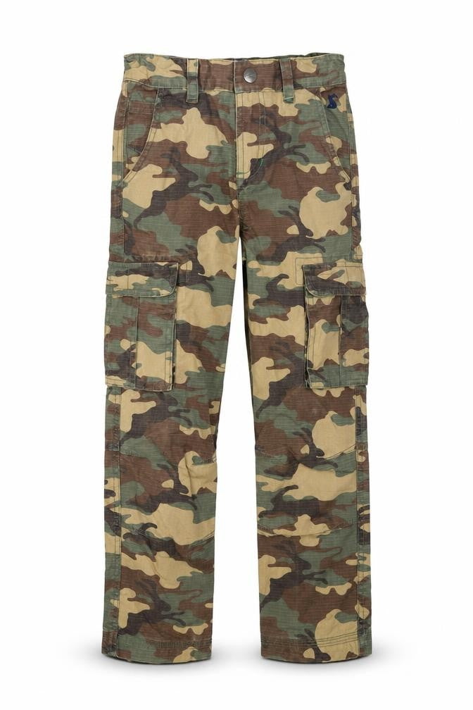 Joules Boys Beige Camouflage Cargo Trousers 8 Years 100% Cotton