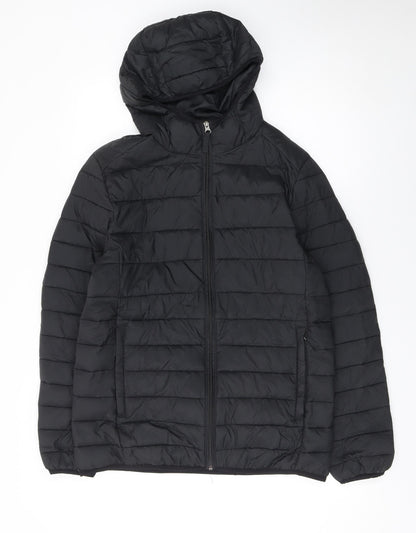 Amazon Essentials Men's Black Puffer Jacket Small Hooded Lightweight Winter Coat