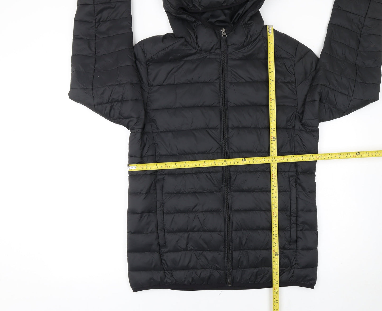 Amazon Essentials Men's Black Puffer Jacket Small Hooded Lightweight Winter Coat