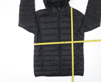 Amazon Essentials Men's Black Puffer Jacket Small Hooded Lightweight Winter Coat