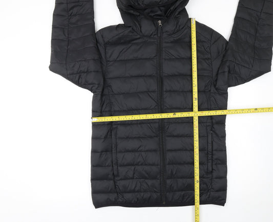 Amazon Essentials Men's Black Puffer Jacket Small Hooded Lightweight Winter Coat