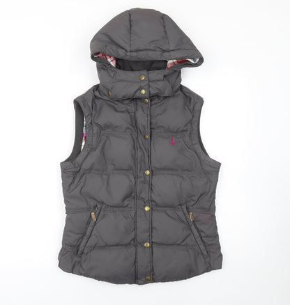 Jack Wills Womens Grey Hooded Padded Waistcoat UK 10 Casual Outerwear