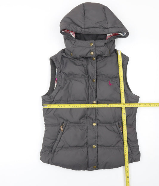 Jack Wills Womens Grey Hooded Padded Waistcoat UK 10 Casual Outerwear
