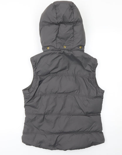 Jack Wills Womens Grey Hooded Padded Waistcoat UK 10 Casual Outerwear