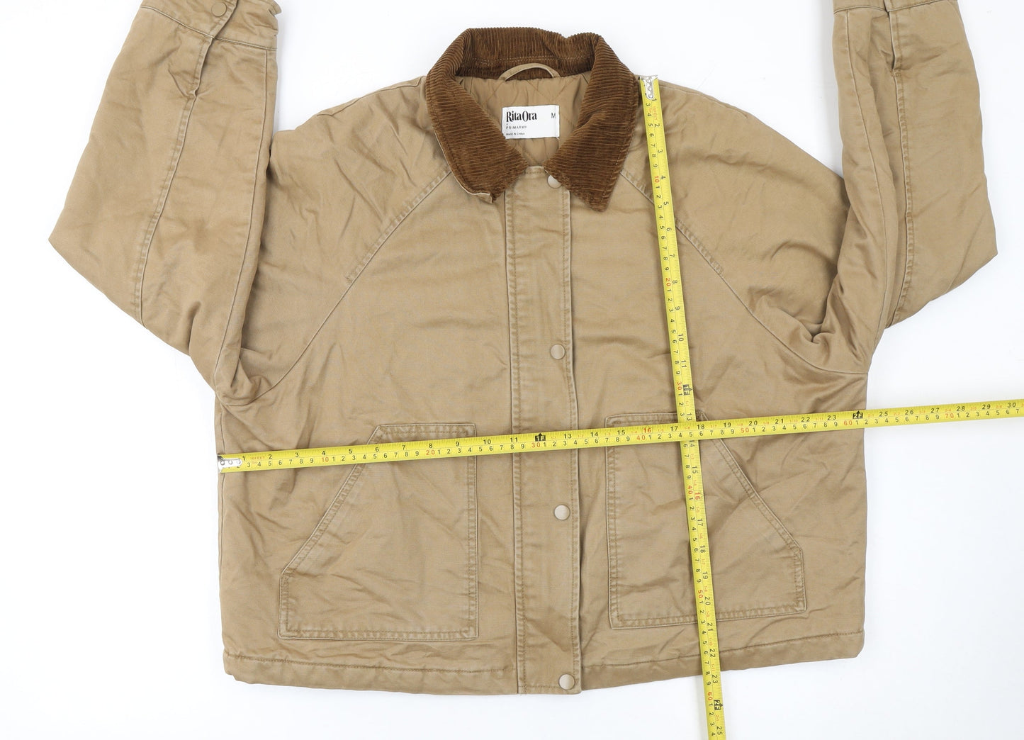 Primark Women Beige Bomber Jacket M Cotton Lined Classic Style