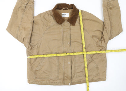 Primark Women Beige Bomber Jacket M Cotton Lined Classic Style